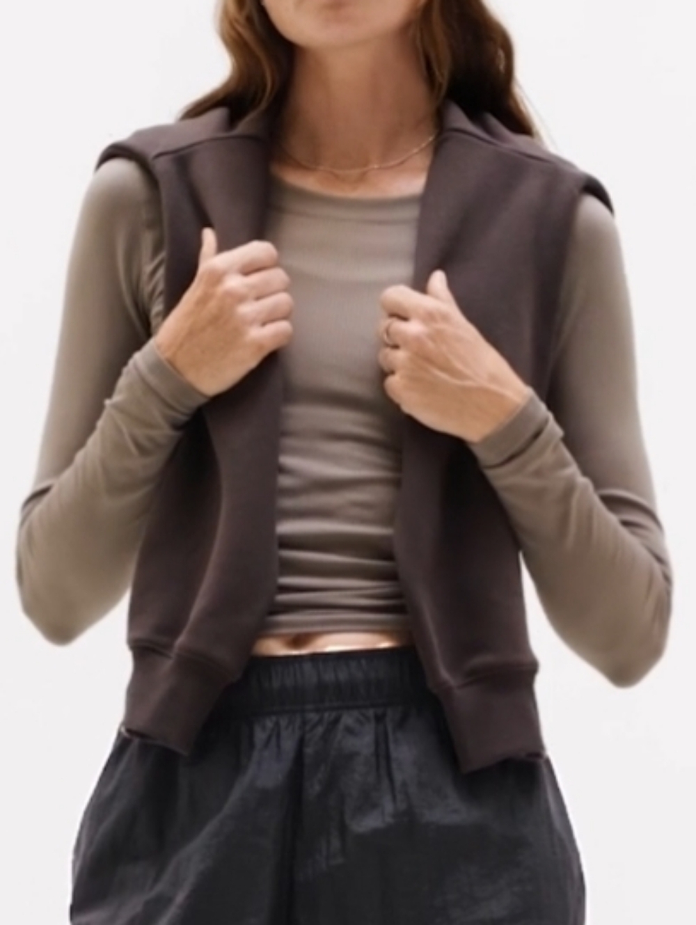 Athleta Renew Seamless Crewneck Top Large Brown Fitted Breathable Long Sleeve